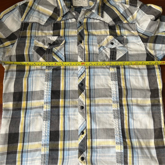 BKE Vintage White Black Plaid Athletic Fit Western Short Sleeve Button Up Shirt - Picture 7 of 7
